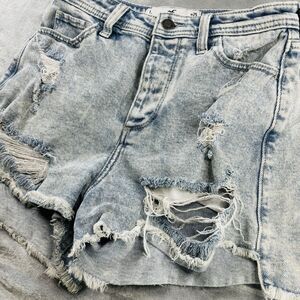 Hollister Jean Shorts Size 1/25 Womens Ultra High Rise Mom Short 2.5 " Acid Wash